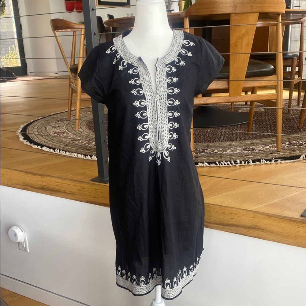 Black Tunic Dress with Embroidery